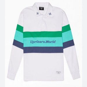 PacSun Men's UPRISERS Triple Stripe Polo Long Sleeve Shirt, Size XL